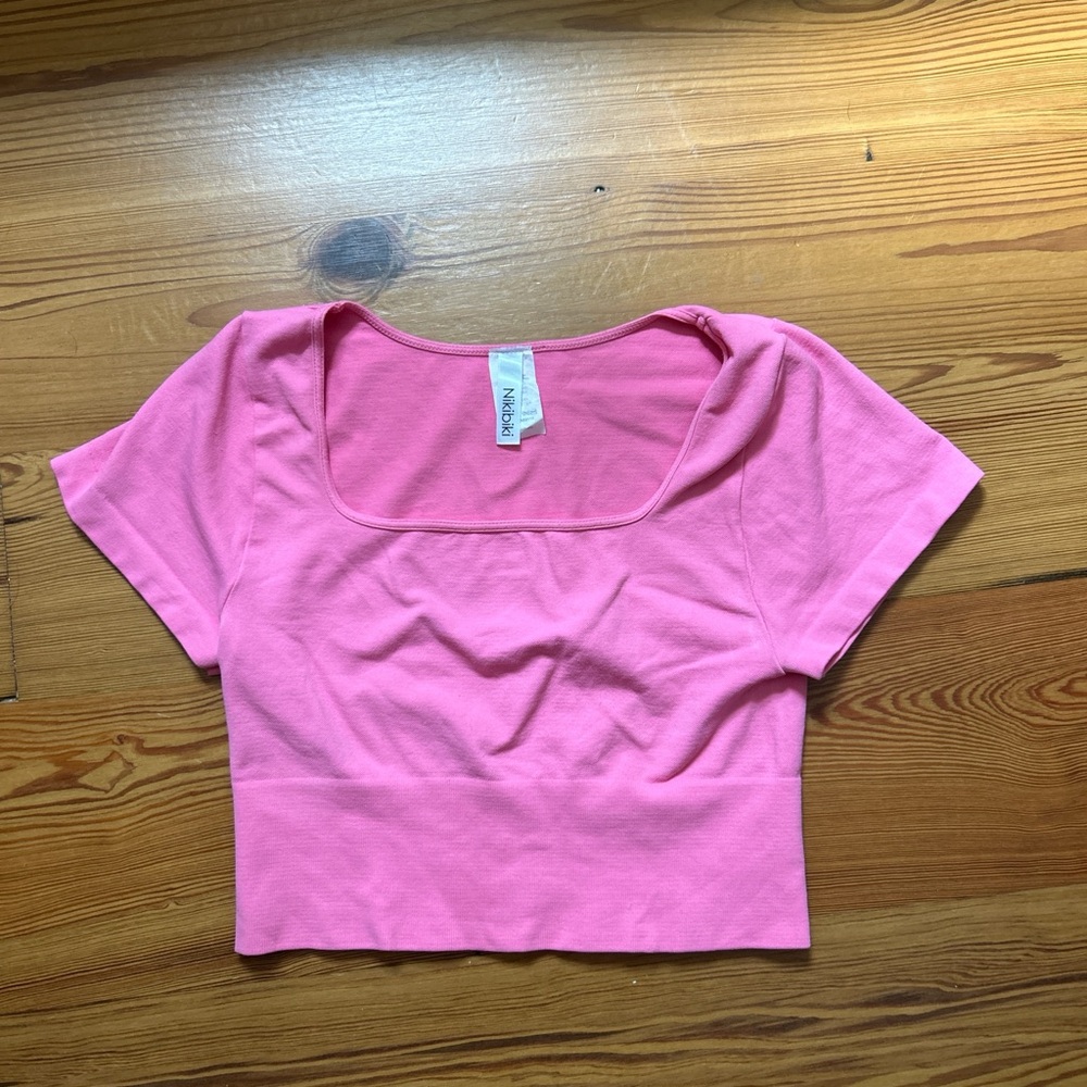 Nikibiki Pink Square Neck Crop Top